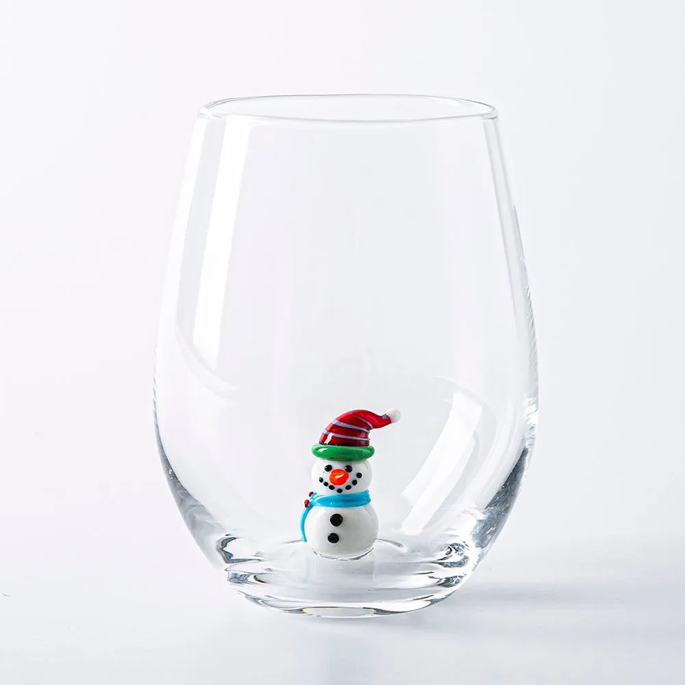 KSP Christmas Buddies 'Snowman' Stemless Wine Glass