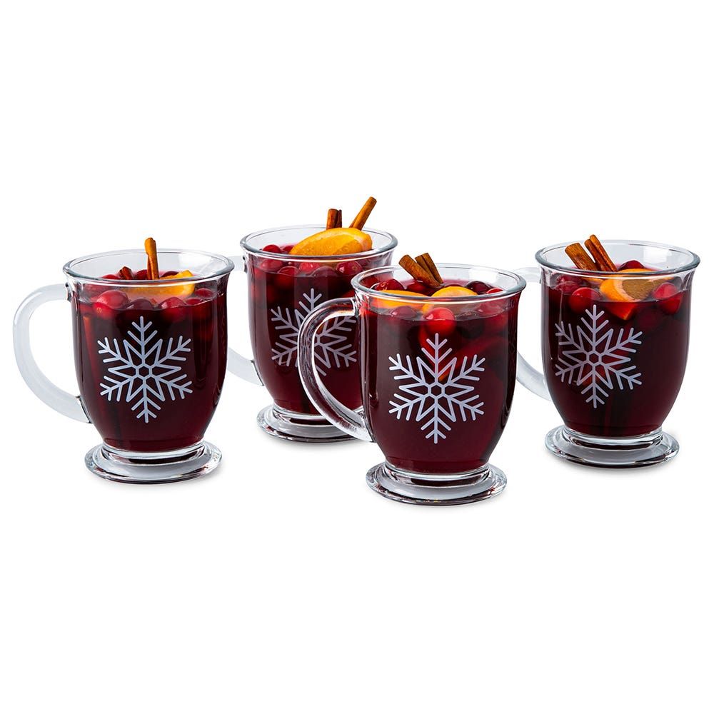 KSP Christmas Macchiato 'Snowflake' Glass Coffee Mug - Set of 4