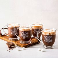 KSP Christmas Macchiato 'Snowflake' Glass Coffee Mug - Set of 4