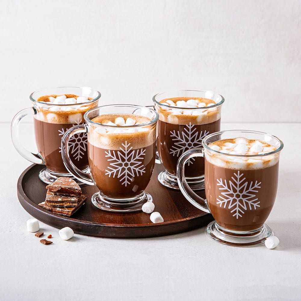 KSP Christmas Macchiato 'Snowflake' Glass Coffee Mug - Set of 4