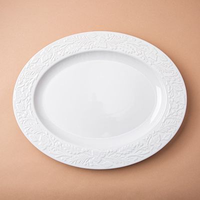 KSP Tuscana Embossed Serving Platter (White)