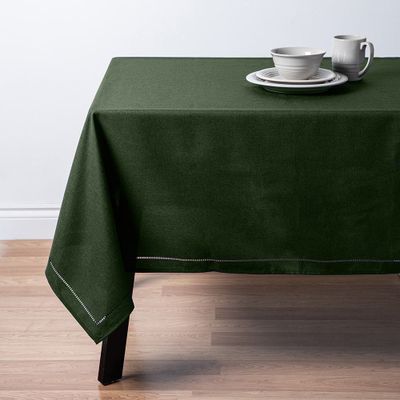 Harman Hemstitch Polyester Tablecloth 52"x70" (Forest Green)