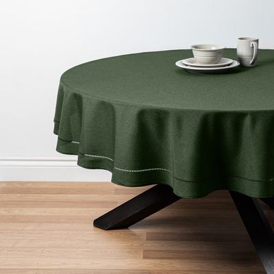 Harman Hemstitch Polyester Tablecloth 70" Round (Forest Green)