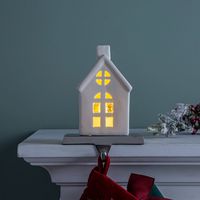 KSP Christmas Mantel 'Schoolhouse' Ceramic LED Stocking Holder