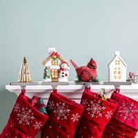 KSP Christmas Mantel 'Schoolhouse' Ceramic LED Stocking Holder