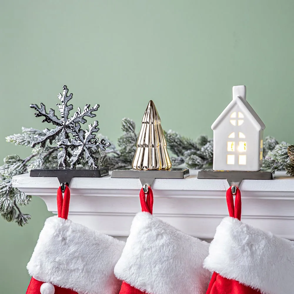 KSP Christmas Mantel 'Schoolhouse' Ceramic LED Stocking Holder