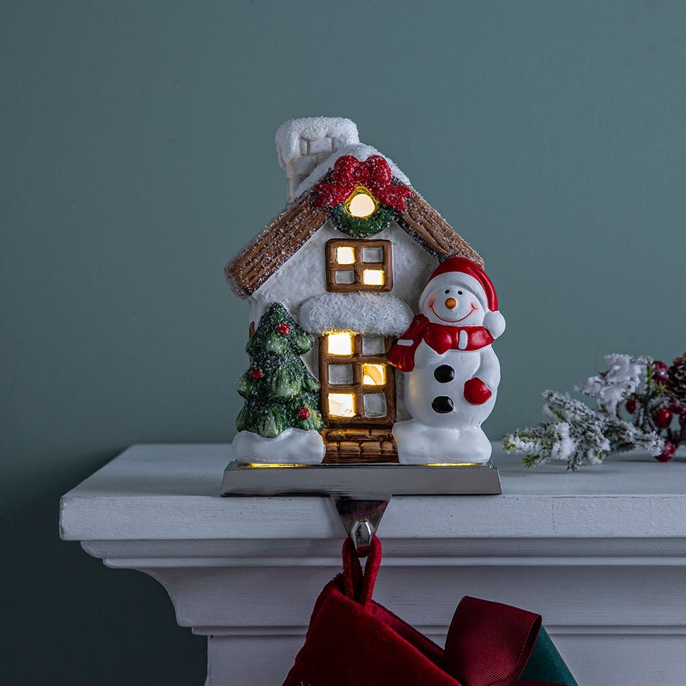 KSP Christmas Mantel 'Snowman' LED Stocking Holder