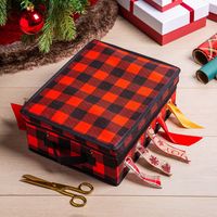 KSP Xmas Soft Storage 'Buffalo Check' Ribbon Box (Black/Red)