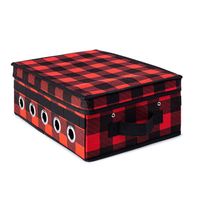 KSP Xmas Soft Storage 'Buffalo Check' Ribbon Box (Black/Red)