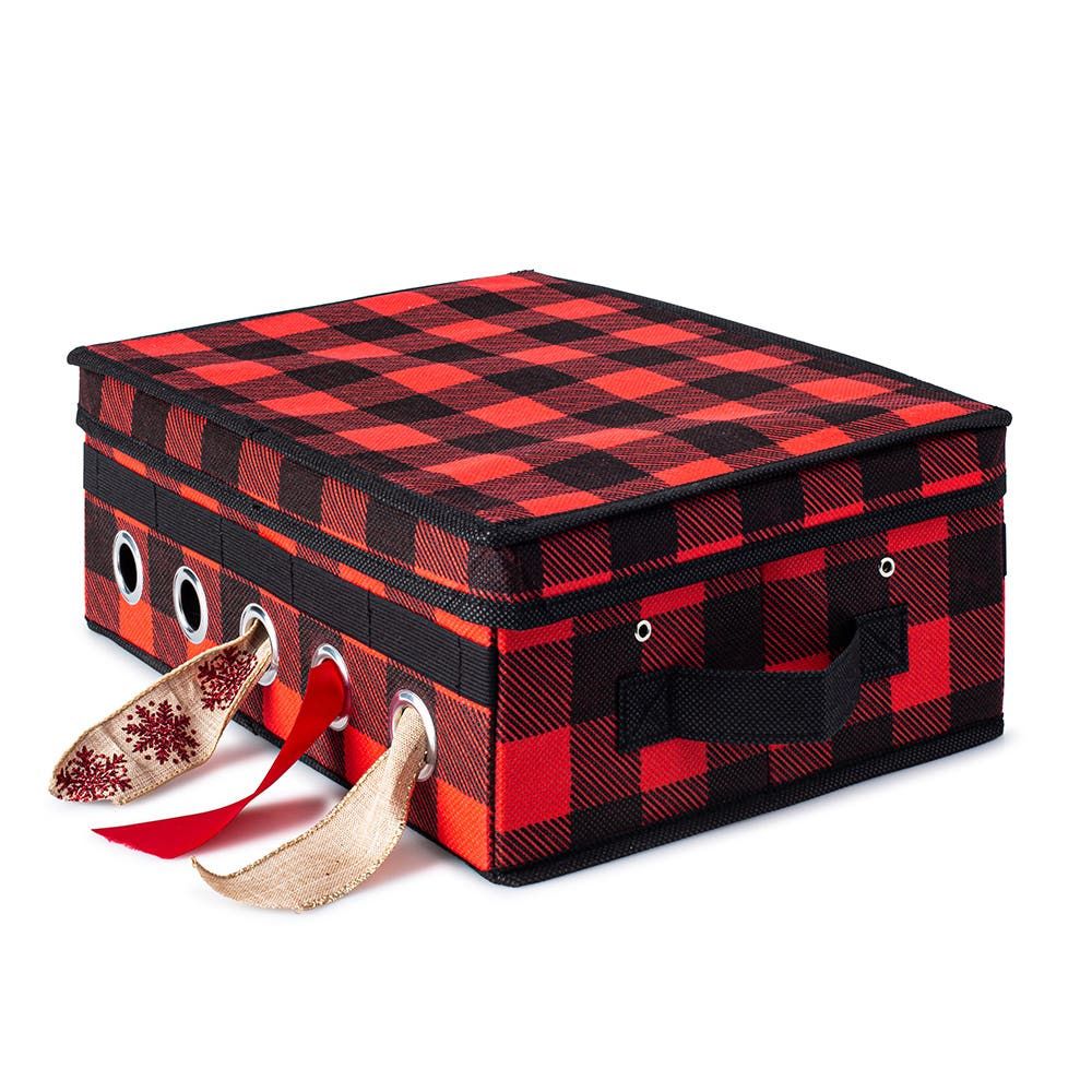 KSP Xmas Soft Storage 'Buffalo Check' Ribbon Box (Black/Red)