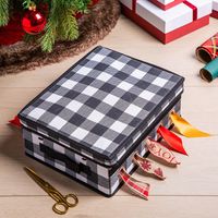 KSP Xmas Soft Storage 'Farmhouse' Ribbon Box (White/Black)