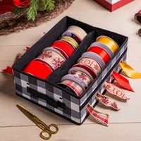 KSP Xmas Soft Storage 'Farmhouse' Ribbon Box (White/Black)