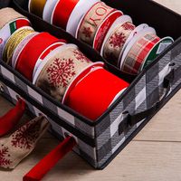 KSP Xmas Soft Storage 'Farmhouse' Ribbon Box (White/Black)