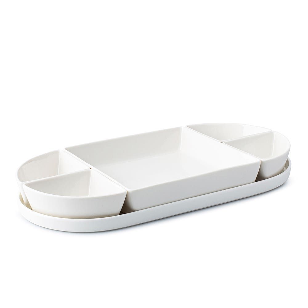 KSP Modular 'Oval' Porcelain Entertainment Pack - Set of 6 (White)