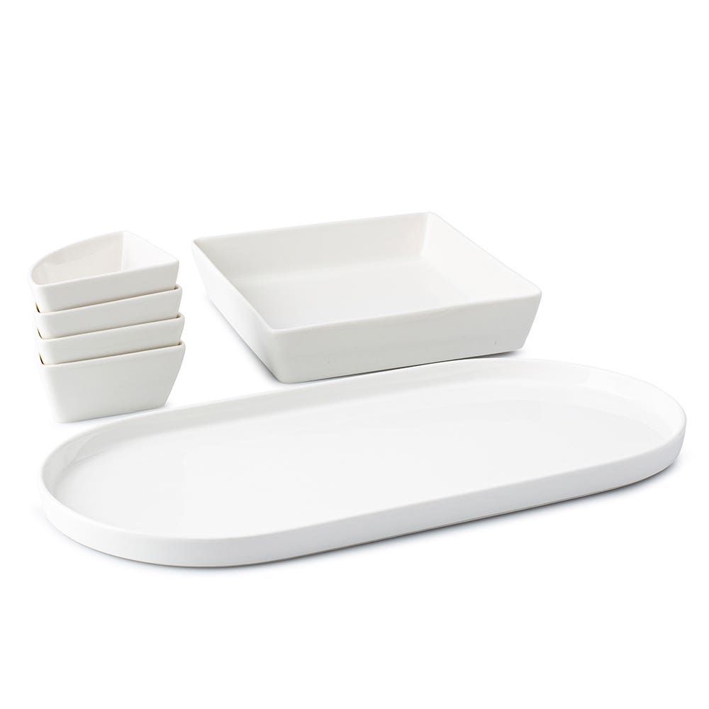 KSP Modular 'Oval' Porcelain Entertainment Pack - Set of 6 (White)