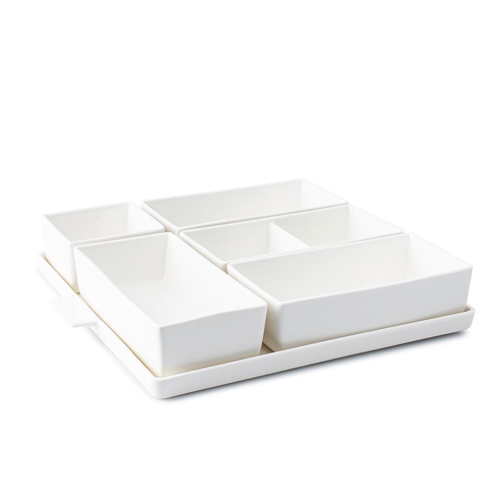 KSP Modular 'Square' Porcelain Entertainment Pack - Set of 6 (White)