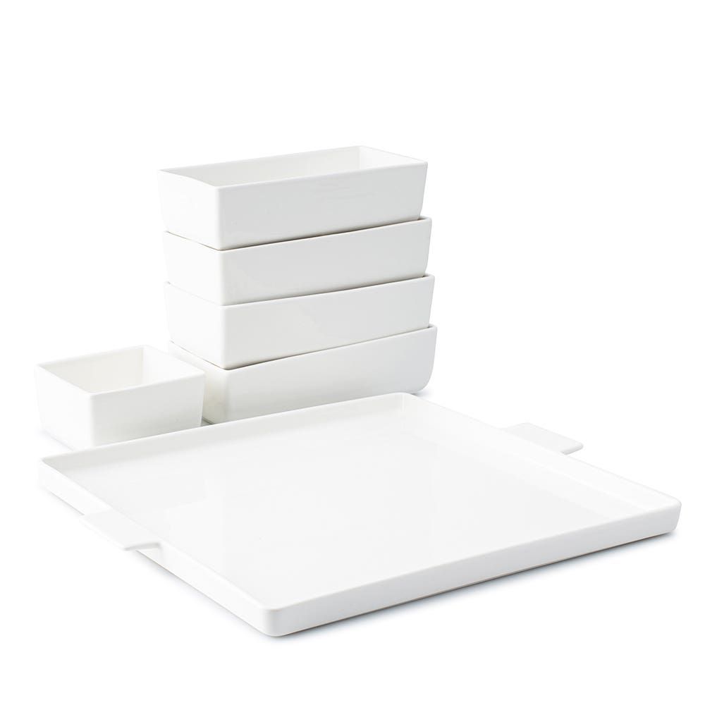 KSP Modular 'Square' Porcelain Entertainment Pack - Set of 6 (White)