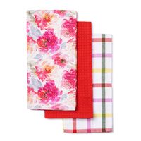 Harman Combo 'Peony Floral' Cotton Kitchen Towel - Set of 3 (Pink)