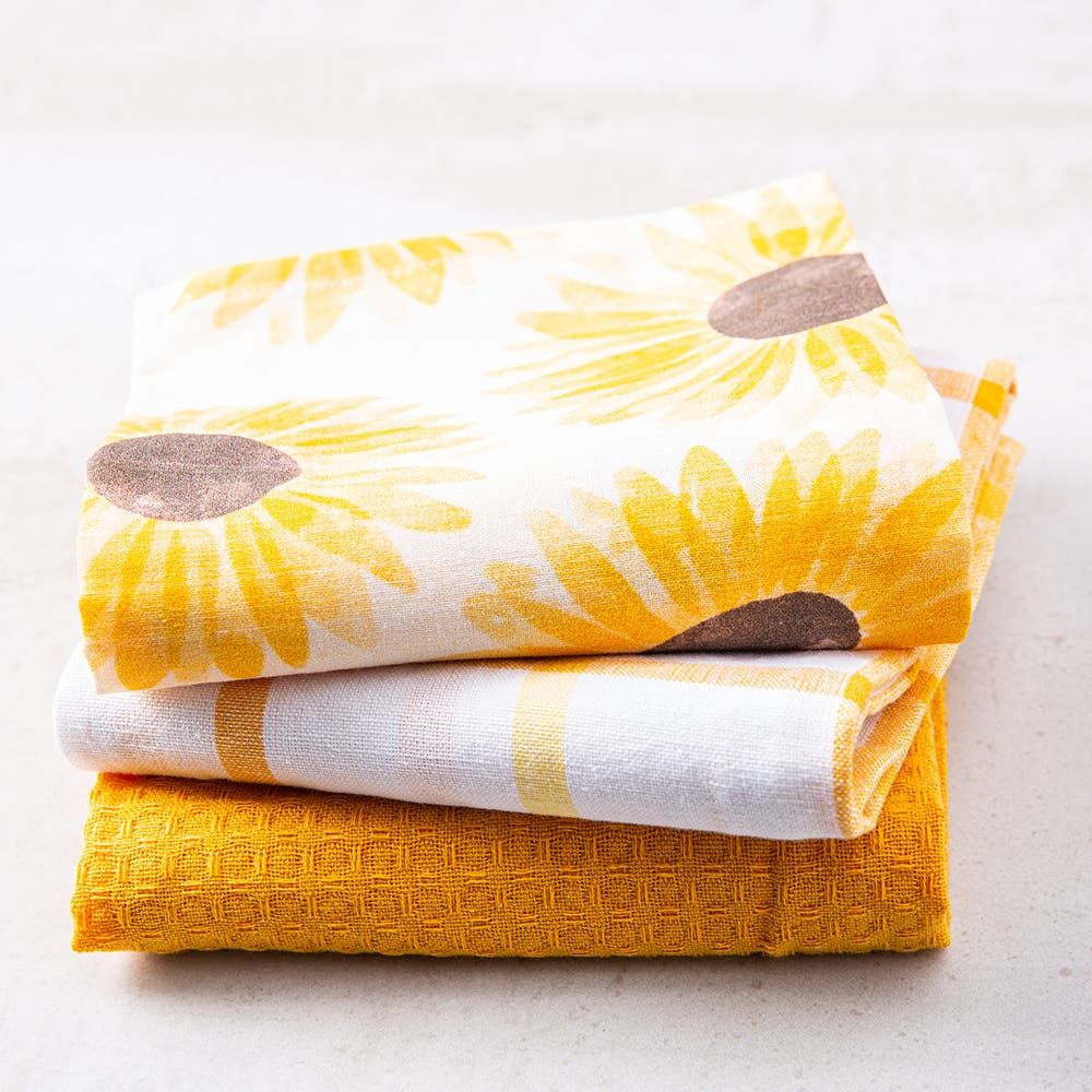 Harman Combo 'Sunflower' Cotton Kitchen Towel - Set of 3 (Yellow)