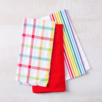Harman Combo 'Rainbow' Cotton Kitchen Towel - Set of 3 (Multi Colour)