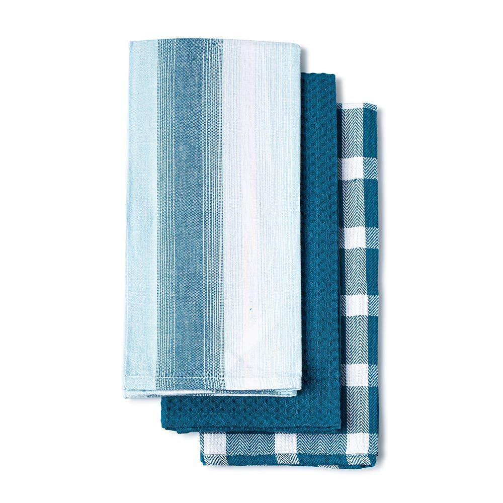 Harman Combo 'Sera Stripe' Cotton Kitchen Towel - Set of 3 (Blue)