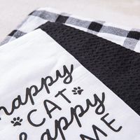 Harman Combo 'Happy Cat Happy Home' Cotton Kitchen Towel S/3 (Black)