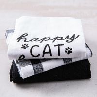 Harman Combo 'Happy Cat Happy Home' Cotton Kitchen Towel S/3 (Black)