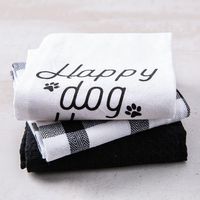 Harman Combo 'Happy Dog Happy Home' Cotton Kitchen Towel S/3 (Black)