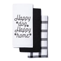 Harman Combo 'Happy Dog Happy Home' Cotton Kitchen Towel S/3 (Black)