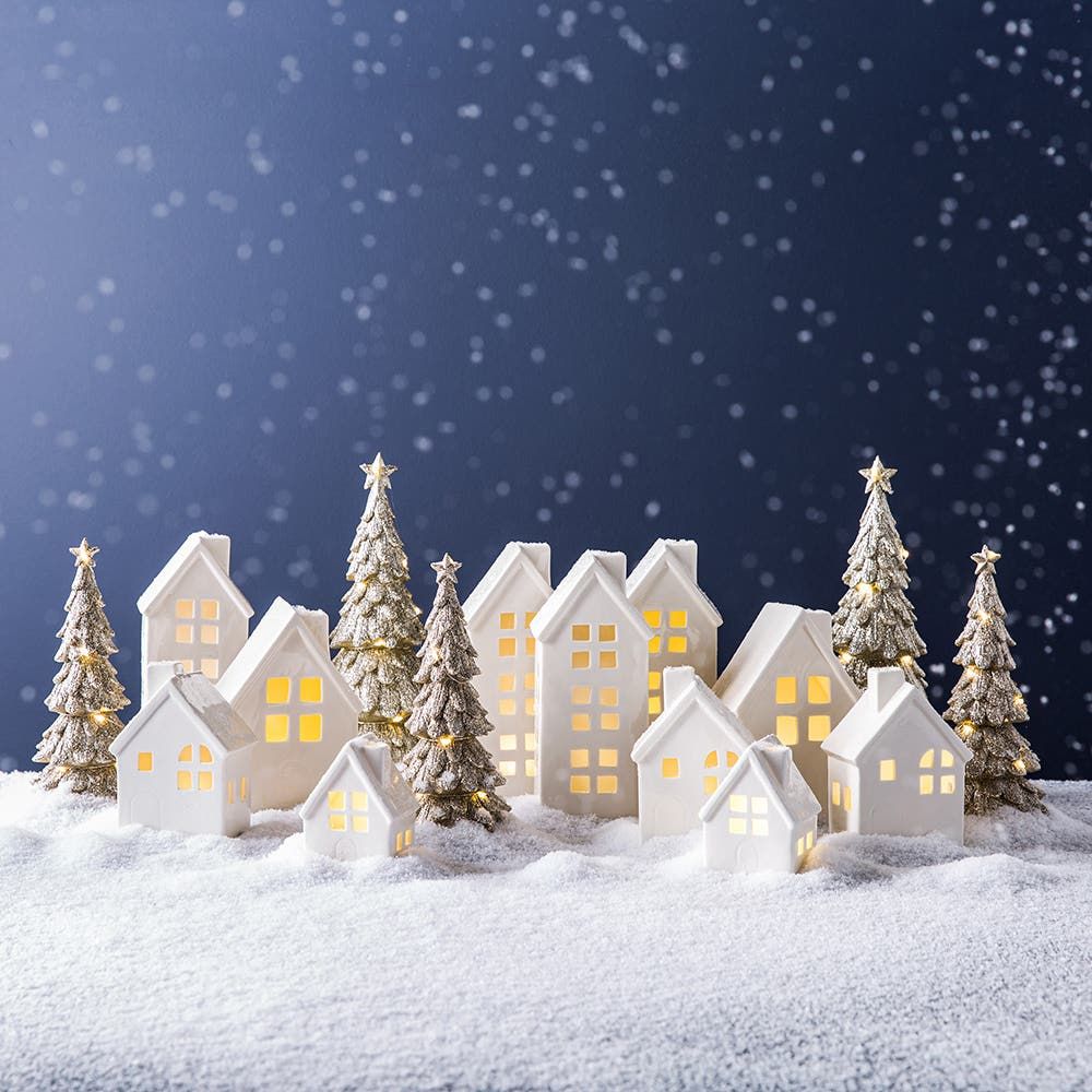 KSP Christmas Village Ceramic LED House 5.1"(White)