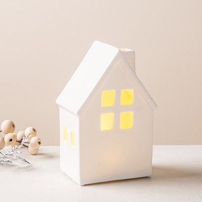 KSP Christmas Village Ceramic LED House 5.9"(White)