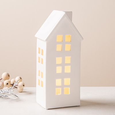 KSP Christmas Village Ceramic LED House 7.7"(White)