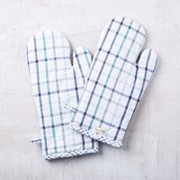 Harman Gourmet 'Catalina Check' Cotton Oven Mitt - Set of 2 (Blue)