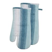 Harman Gourmet 'Sera Stripe' Cotton Oven Mitt - Set of 2 (Blue)