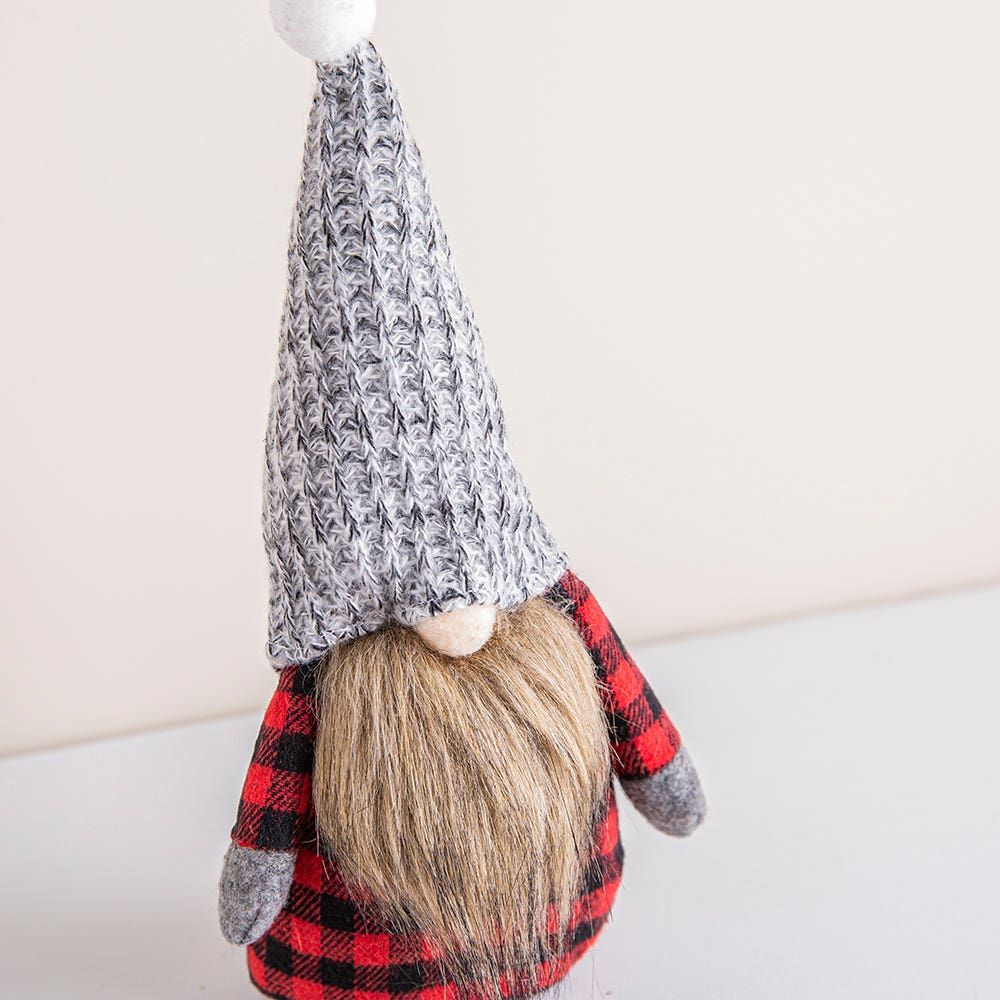 KSP Gnome 'Plaid' Fabric Figurine 12" (Red)