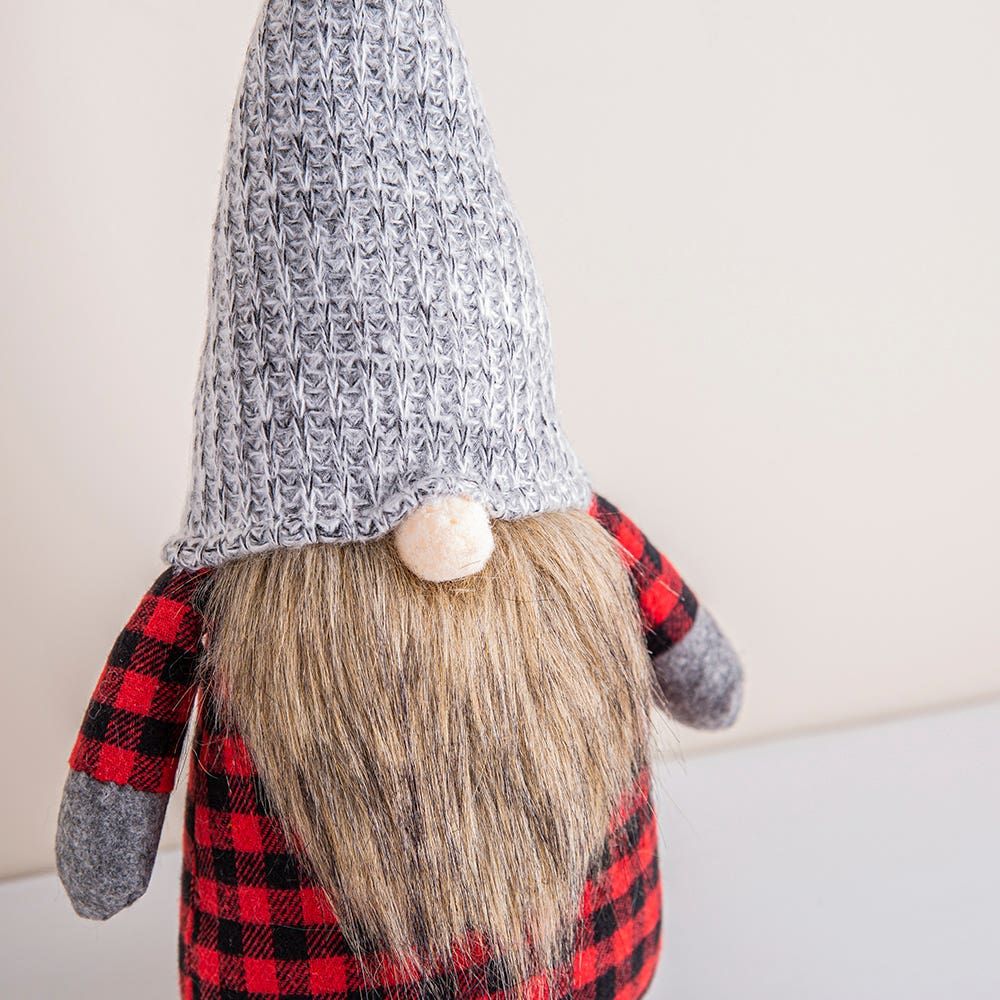 KSP Gnome 'Plaid' Fabric Figurine 16" (Red)