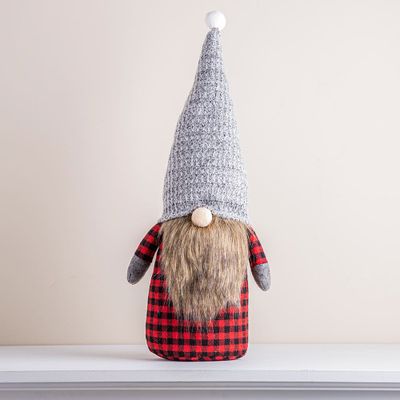 KSP Gnome 'Plaid' Fabric Figurine 24" (Red)