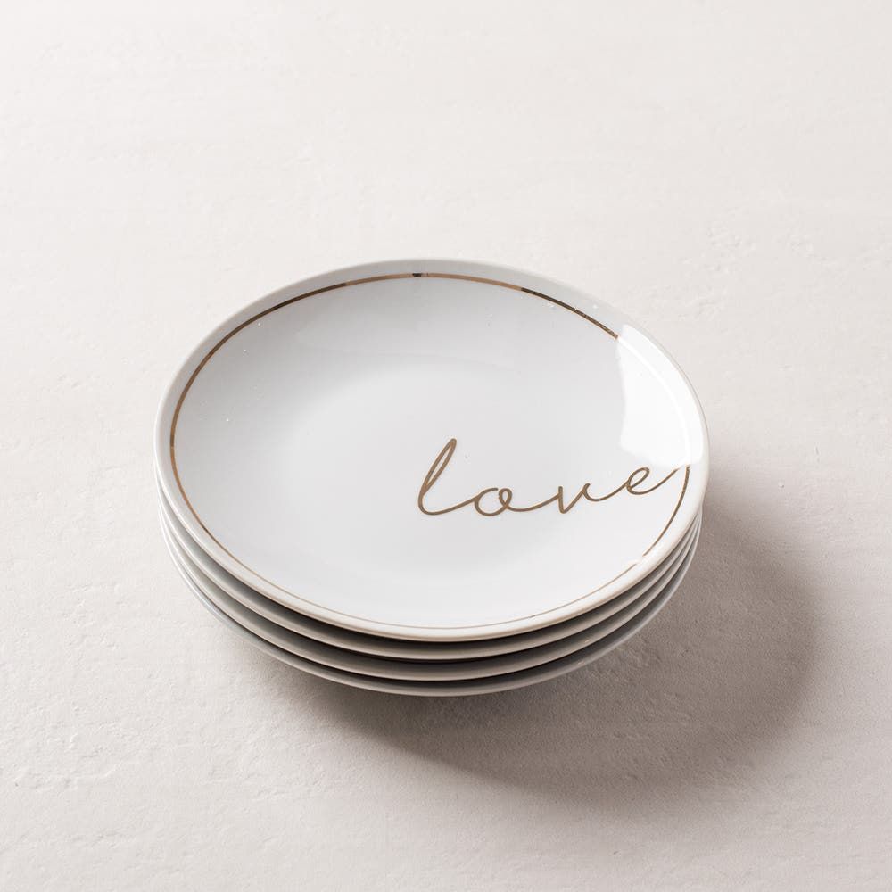 KSP Christmas Cheer 'Peace Joy Love' Porcelain Cocktail Plate - s/4