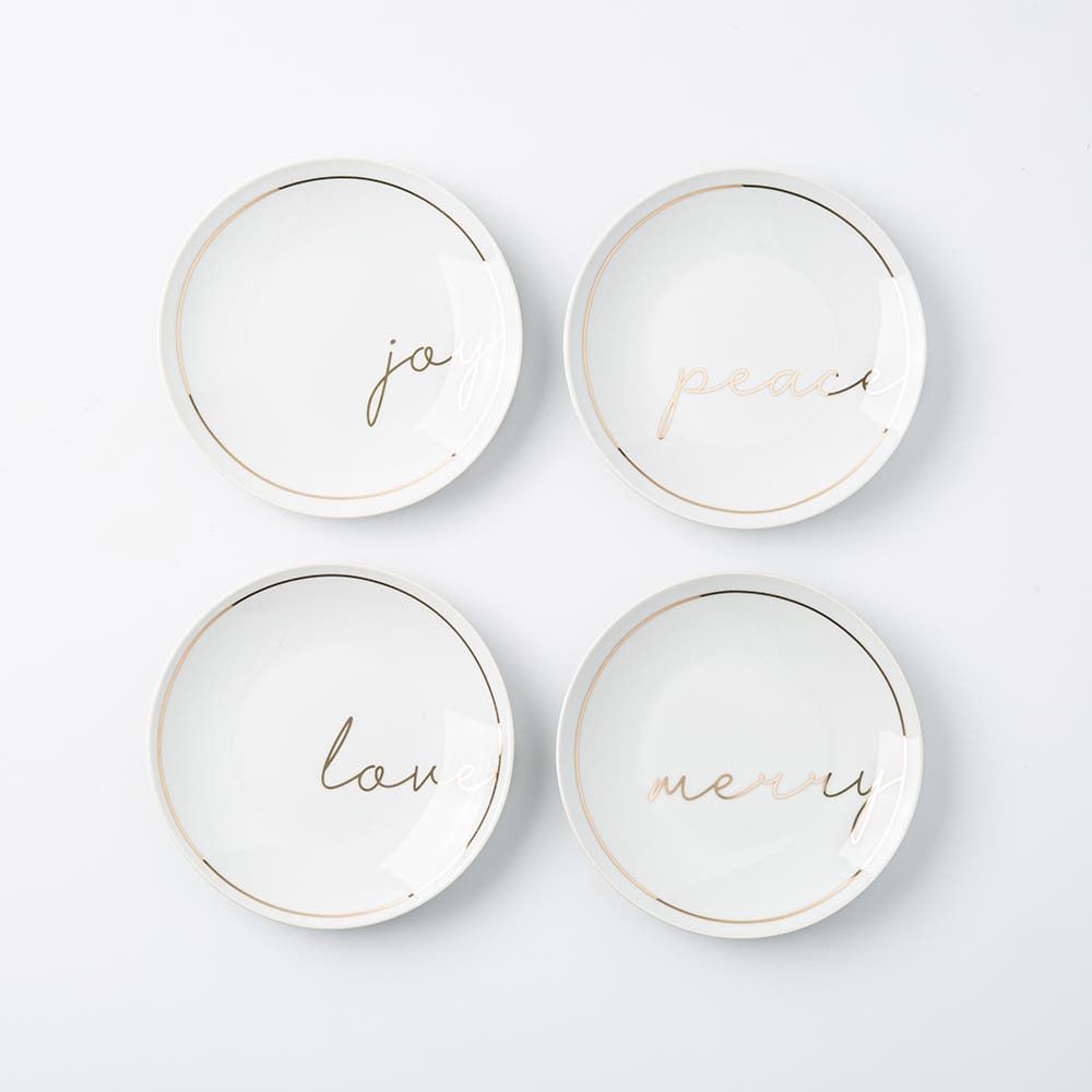 KSP Christmas Cheer 'Peace Joy Love' Porcelain Cocktail Plate - s/4