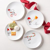 KSP Christmas Cheer 'Simon' Porcelain Cocktail Plate - Set of 4