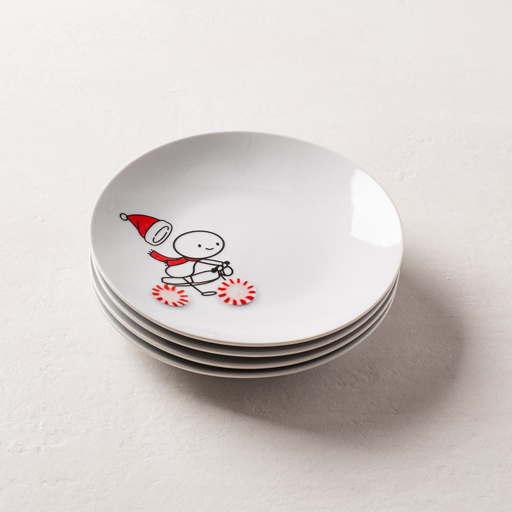 KSP Christmas Cheer 'Simon' Porcelain Cocktail Plate - Set of 4