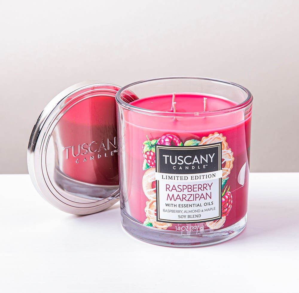 Empire Tuscany 3-Wick 'Raspberry Marzipan' Glass Jar Candle