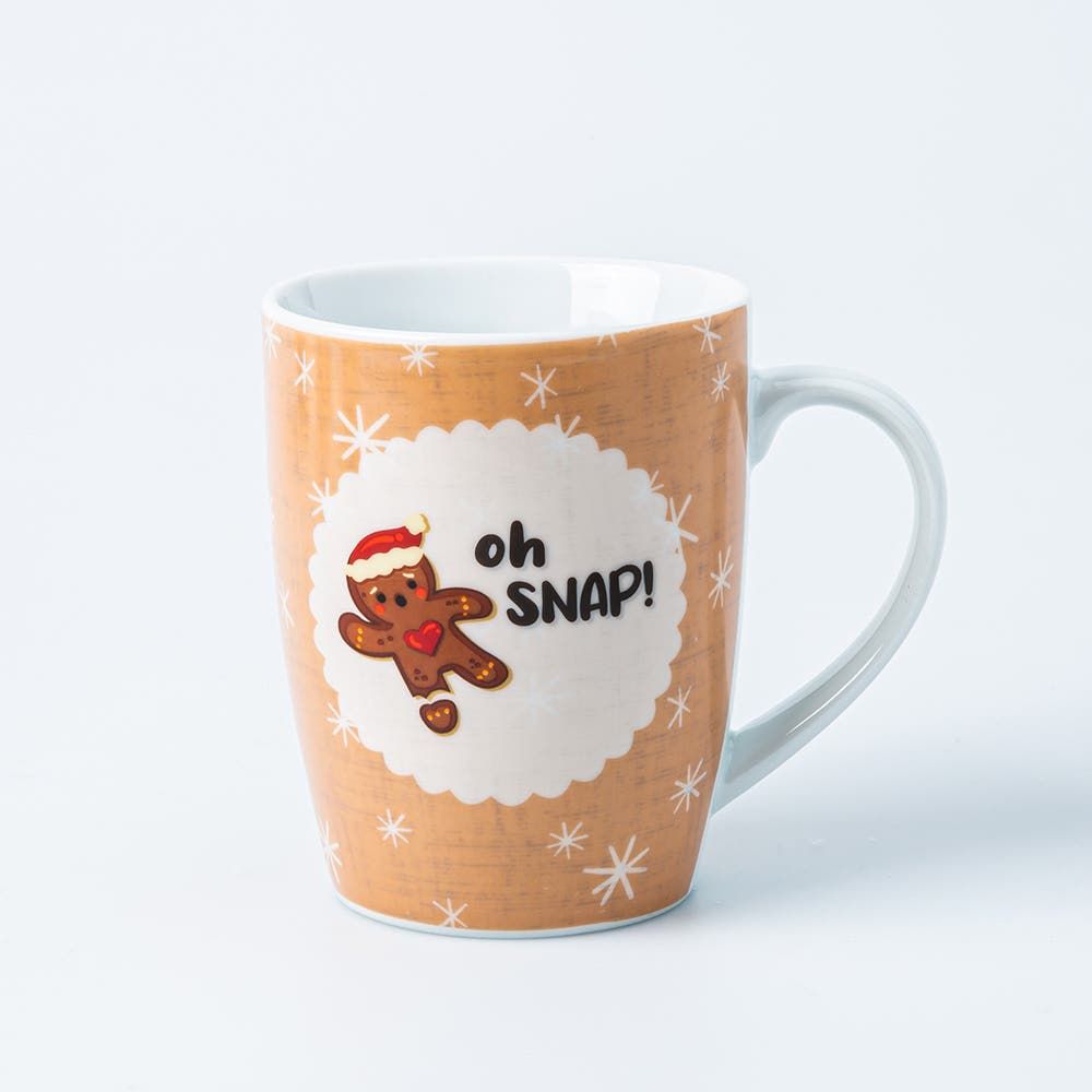 KSP Christmas Decal 'Gingerbread' Porcelain Mug - Set of 4