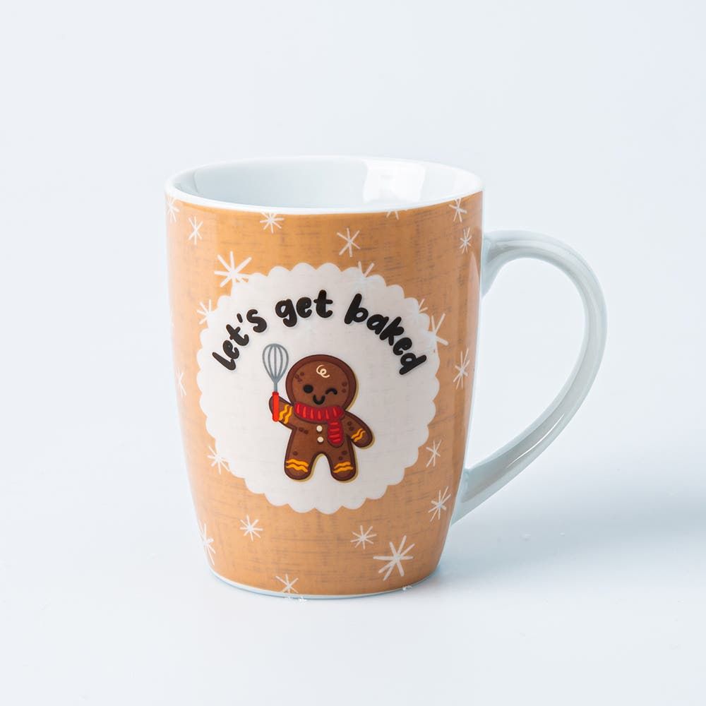 KSP Christmas Decal 'Gingerbread' Porcelain Mug - Set of 4