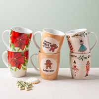 KSP Christmas Decal 'Gingerbread' Porcelain Mug - Set of 4