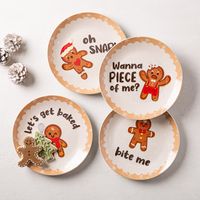 KSP Christmas Decal 'Gingerbread' Porcelain Side Plate - Set of 4