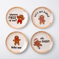 KSP Christmas Decal 'Gingerbread' Porcelain Side Plate - Set of 4