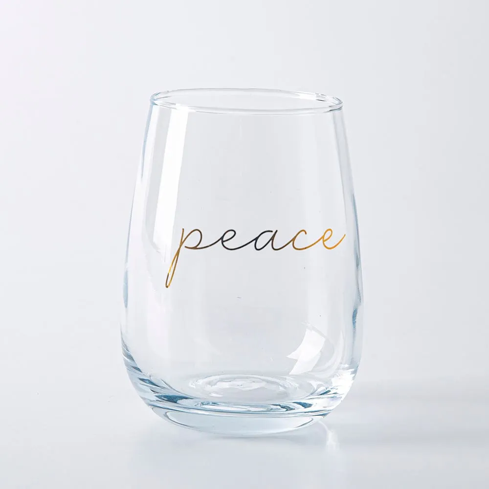 KSP Christmas Cheers 'Peace Joy Love' Stemless Wine Glass - Set of 4