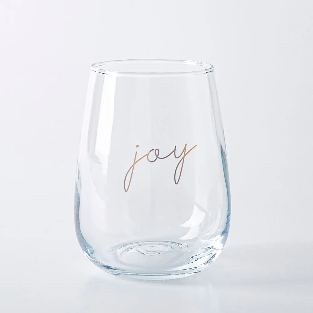 KSP Christmas Cheers 'Peace Joy Love' Stemless Wine Glass - Set of 4