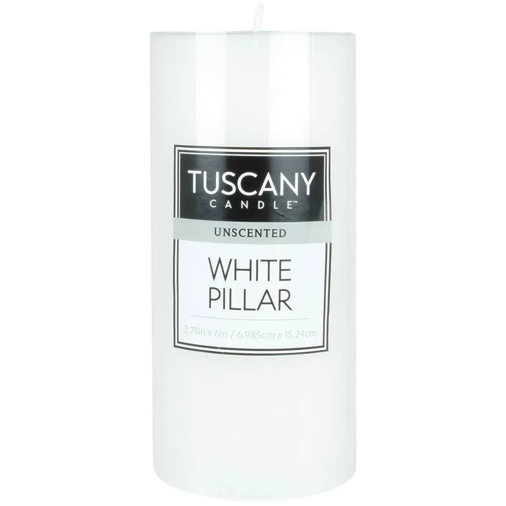Empire Tuscany Unscented Essentials Tall Pillar Candle (White)